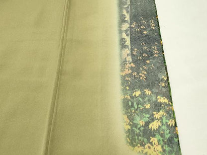 平和屋着物●中国国宝刺繍　乱針刺繍　訪問着　草木文　暈し染め　正絹　逸品　CABI0402gh