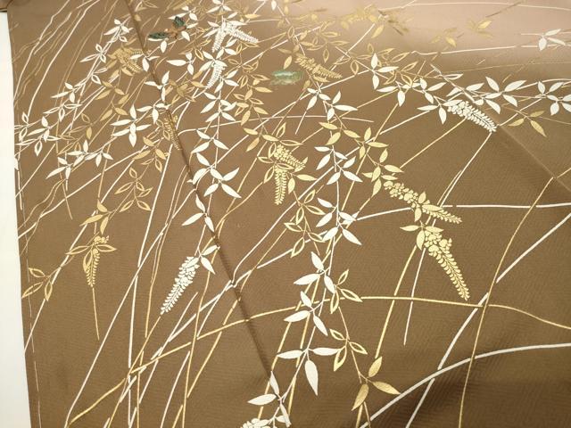 平和屋着物●訪問着　舞蝶草花文　暈し染め　金彩　正絹　逸品　CABI0403gh