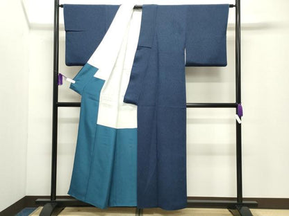 平和屋着物●重要無形文化財　人間国宝　中村勇二郎　江戸小紋　鳳凰花唐草文　鬼しぼ縮緬　正絹　逸品　CABI0405gh