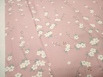 平和屋着物●小振袖　二尺袖　枝垂れ桜文　正絹　逸品　未使用　CABI0406gh