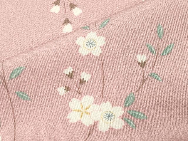 平和屋着物●小振袖　二尺袖　枝垂れ桜文　正絹　逸品　未使用　CABI0406gh