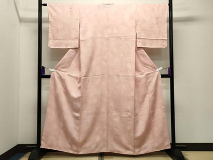 平和屋着物●上質な小紋　地紋起こし　花瓶花文　正絹　逸品　CABI0408gh