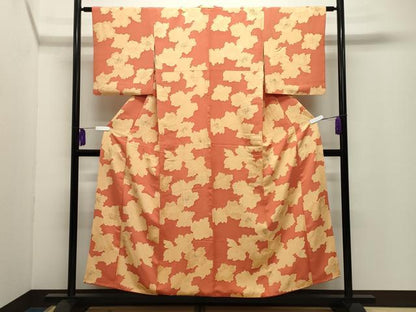 平和屋着物●上質な小紋　地紋起こし　舞花文　正絹　逸品　CABI0409gh