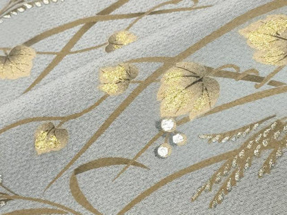 平和屋着物●訪問着　手描き　南天文　金銀彩　正絹　逸品　CABI0410gh