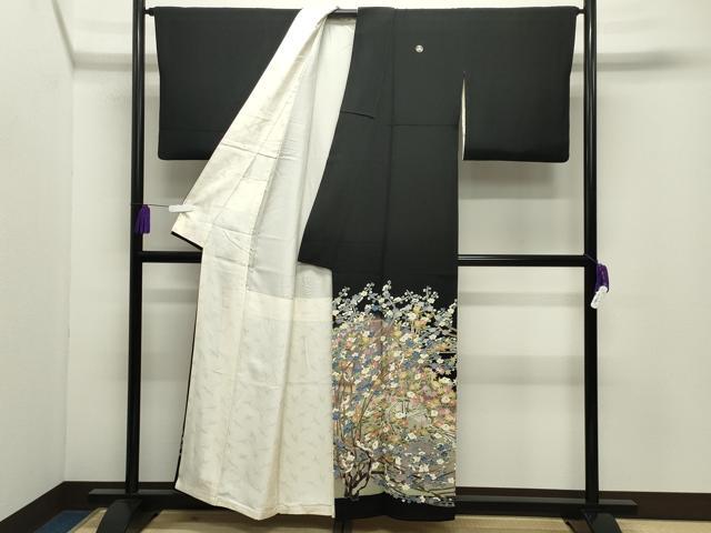 平和屋着物●本加賀友禅作家　百貫華峰　黒留袖　休み鳥枝梅花文　暈し染め　正絹　逸品　CABI0411gh