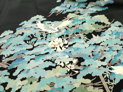 平和屋着物●本加賀友禅作家　池田裕　黒留袖　飛鶴枝松花文　正絹　逸品　CABI0412gh
