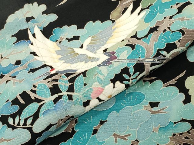 平和屋着物●本加賀友禅作家　池田裕　黒留袖　飛鶴枝松花文　正絹　逸品　CABI0412gh