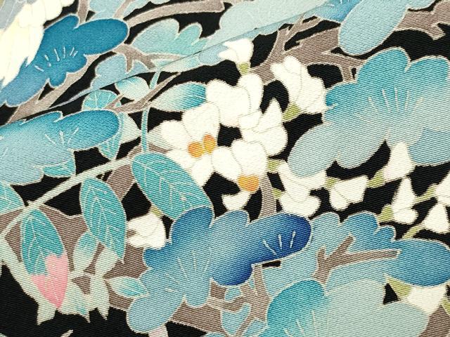 平和屋着物●本加賀友禅作家　池田裕　黒留袖　飛鶴枝松花文　正絹　逸品　CABI0412gh