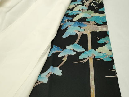 平和屋着物●本加賀友禅作家　池田裕　黒留袖　飛鶴枝松花文　正絹　逸品　CABI0412gh