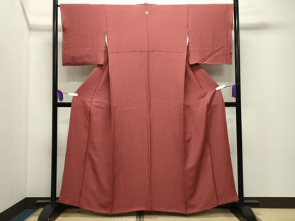 平和屋着物●上質な色無地　紋意匠　鳶色　正絹　逸品　CABI0414gh