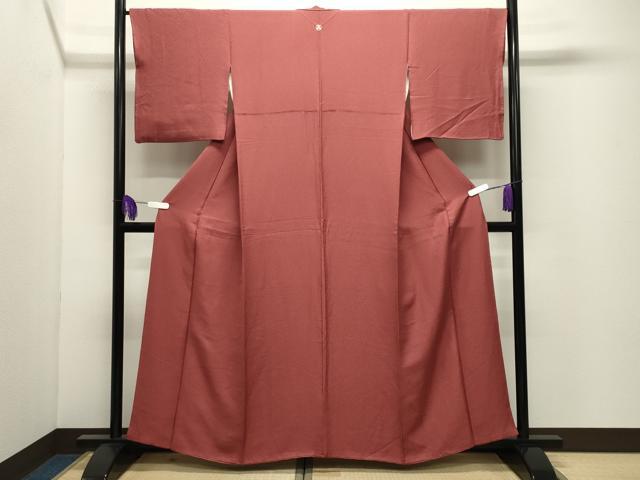 平和屋着物●上質な色無地　紋意匠　鳶色　正絹　逸品　CABI0414gh