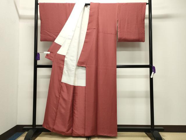 平和屋着物●上質な色無地　紋意匠　鳶色　正絹　逸品　CABI0414gh