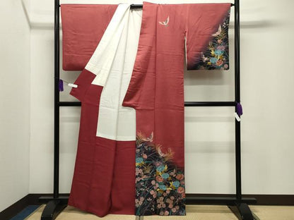 平和屋着物●染色作家　斉藤三才　訪問着　三才鳥　暈し染め　金彩　正絹　逸品　CABI0415gh