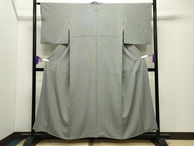 平和屋着物●江戸小紋　万筋　似せ紫色×灰黄緑色　正絹　逸品　CABI0416gh