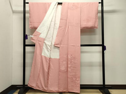 平和屋着物●中国三大刺繍　スワトウ刺繍　無地絵羽訪問着　芝草花丸地紋　一斤染色　正絹　逸品　未使用　CABI0420gh