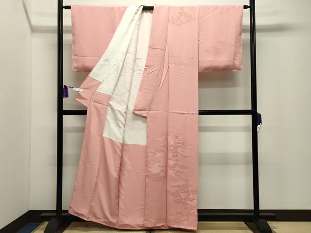 平和屋着物●中国三大刺繍　スワトウ刺繍　無地絵羽訪問着　芝草花丸地紋　一斤染色　正絹　逸品　未使用　CABI0420gh