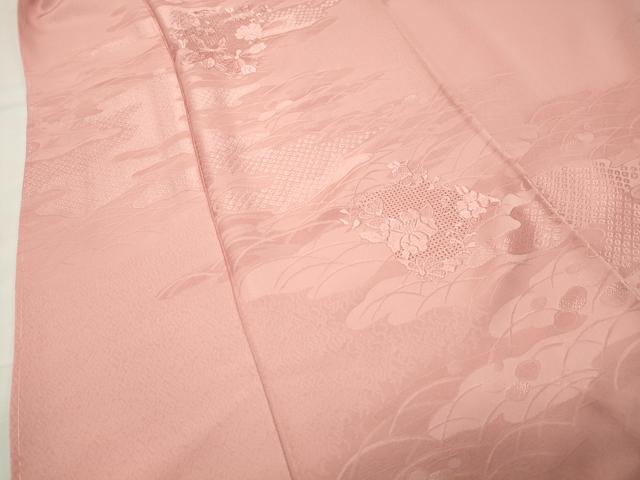 平和屋着物●中国三大刺繍　スワトウ刺繍　無地絵羽訪問着　芝草花丸地紋　一斤染色　正絹　逸品　未使用　CABI0420gh