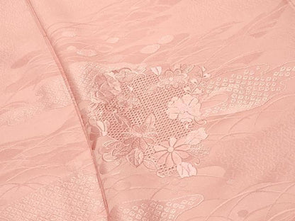 平和屋着物●中国三大刺繍　スワトウ刺繍　無地絵羽訪問着　芝草花丸地紋　一斤染色　正絹　逸品　未使用　CABI0420gh