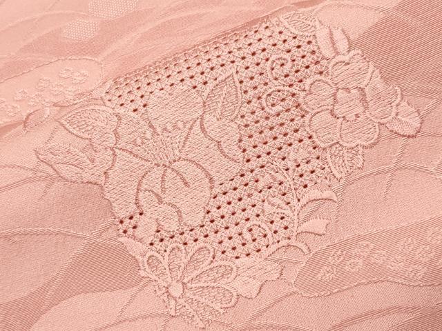 平和屋着物●中国三大刺繍　スワトウ刺繍　無地絵羽訪問着　芝草花丸地紋　一斤染色　正絹　逸品　未使用　CABI0420gh