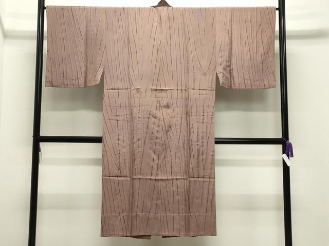 平和屋着物●男性　長襦袢　無双仕立て　絞り　縞　正絹　逸品　CABI0422gh