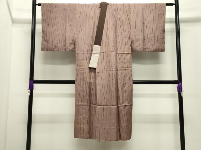 平和屋着物●男性　長襦袢　無双仕立て　絞り　縞　正絹　逸品　CABI0422gh
