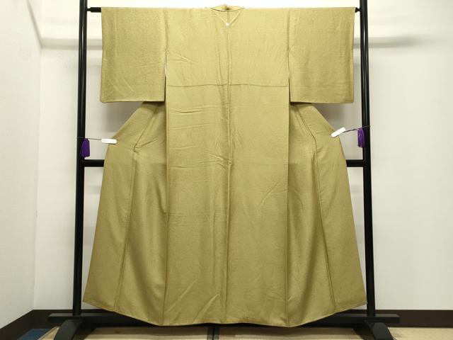 平和屋着物●上質な色無地　吉祥地紋　桑染色　正絹　逸品　CABI0426gh