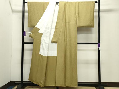 平和屋着物●上質な色無地　吉祥地紋　桑染色　正絹　逸品　CABI0426gh