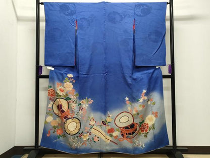 平和屋着物●アンティーク　大正ロマン　色留袖　鼓扇面花文　暈し染め　正絹　逸品　CABI0427gh