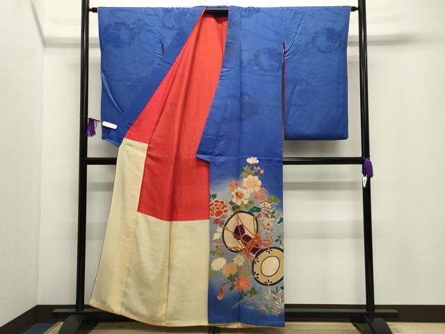 平和屋着物●アンティーク　大正ロマン　色留袖　鼓扇面花文　暈し染め　正絹　逸品　CABI0427gh