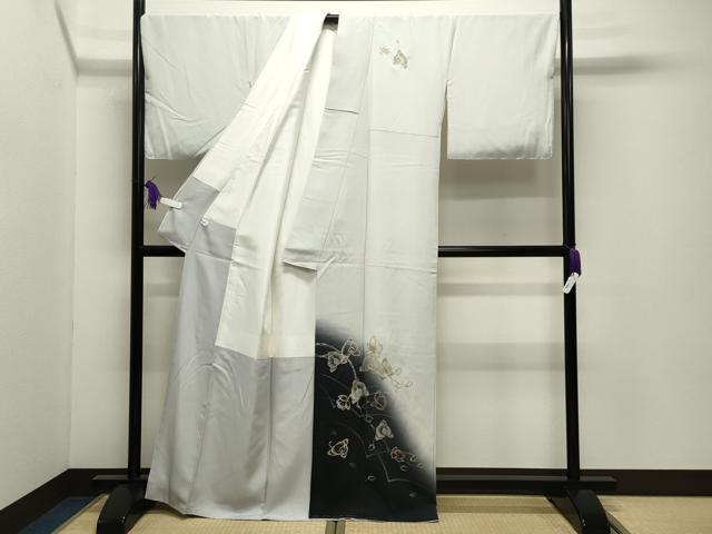 平和屋着物●訪問着　胡蝶蘭　暈し染め　金銀彩　正絹　逸品　CABI0433gh