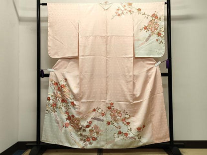 平和屋着物●訪問着　駒刺繍　熨斗花文　暈し染め　金彩　正絹　逸品　CABI0434gh
