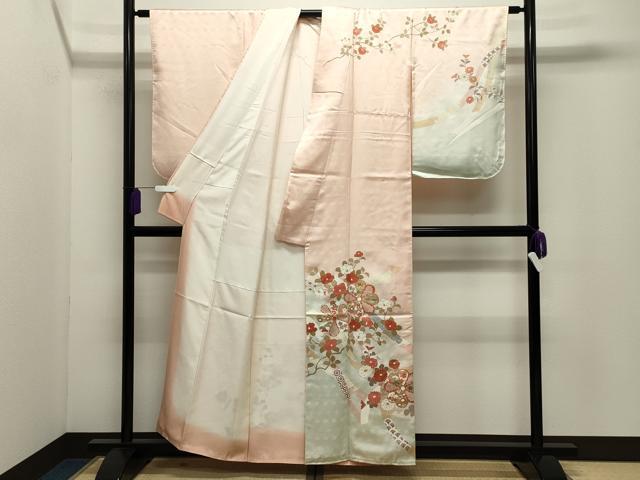 平和屋着物●訪問着　駒刺繍　熨斗花文　暈し染め　金彩　正絹　逸品　CABI0434gh