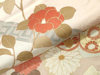 平和屋着物●訪問着　駒刺繍　熨斗花文　暈し染め　金彩　正絹　逸品　CABI0434gh