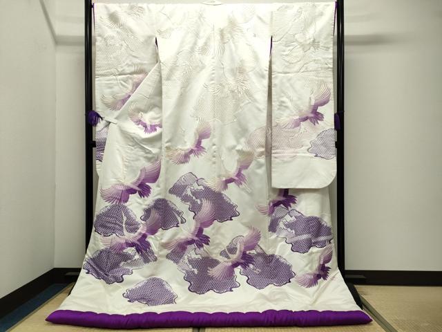平和屋本店●中国三大刺繍　総刺繍　スワトウ刺繍　お引きずり　色打掛　和装　結婚式　婚礼　神社挙式　花嫁　群鶴文　逸品　CABI0437gh
