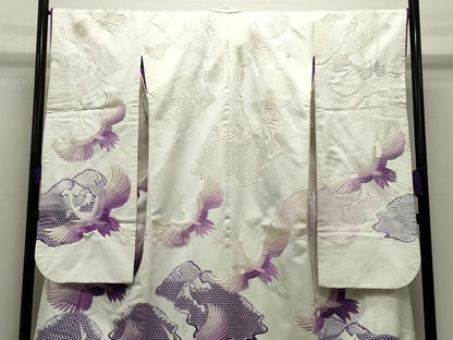 平和屋本店●中国三大刺繍　総刺繍　スワトウ刺繍　お引きずり　色打掛　和装　結婚式　婚礼　神社挙式　花嫁　群鶴文　逸品　CABI0437gh