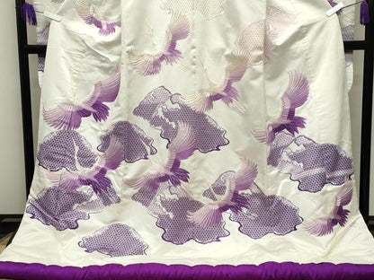 平和屋本店●中国三大刺繍　総刺繍　スワトウ刺繍　お引きずり　色打掛　和装　結婚式　婚礼　神社挙式　花嫁　群鶴文　逸品　CABI0437gh