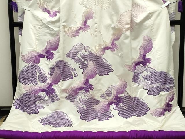 平和屋本店●中国三大刺繍　総刺繍　スワトウ刺繍　お引きずり　色打掛　和装　結婚式　婚礼　神社挙式　花嫁　群鶴文　逸品　CABI0437gh