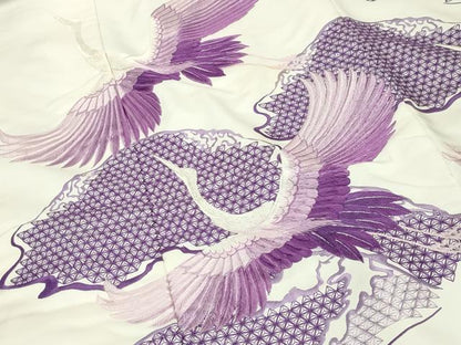 平和屋本店●中国三大刺繍　総刺繍　スワトウ刺繍　お引きずり　色打掛　和装　結婚式　婚礼　神社挙式　花嫁　群鶴文　逸品　CABI0437gh