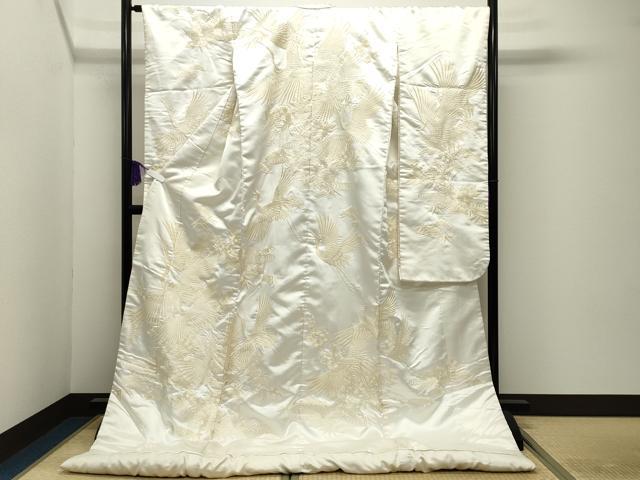 平和屋本店●白無垢　白打掛　お引きずり　和装　婚礼　結婚式　花嫁　神社挙式　総刺繍　流水飛鶴松竹梅文　逸品　CABI0438gh