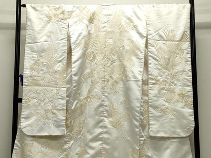 平和屋本店●白無垢　白打掛　お引きずり　和装　婚礼　結婚式　花嫁　神社挙式　総刺繍　流水飛鶴松竹梅文　逸品　CABI0438gh