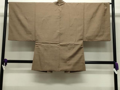 平和屋着物●男性　紬　アンサンブル　霞文　着物：路考茶色　羽織：朽葉色　三越扱い　正絹　逸品　CABI0443gh