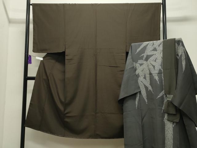 平和屋着物●男性　洗える最高級着物　＜英＞はなぶさ謹製　色無地　長襦袢・創作角帯セット　赤墨色　CABI0445gh