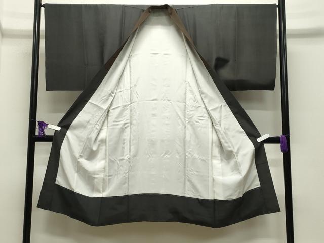 平和屋着物●男性　洗える最高級着物　＜英＞はなぶさ謹製　色無地　長襦袢・創作角帯セット　赤墨色　CABI0445gh