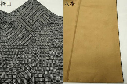 平和屋着物●薩摩結城　幾何学文様　正絹　逸品　CABI0447gh