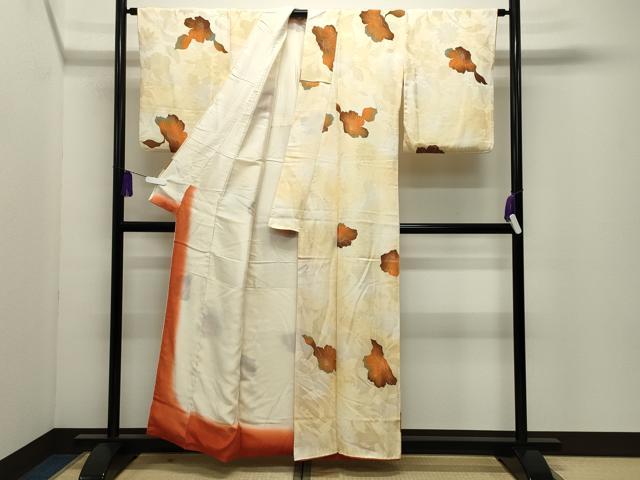 平和屋着物●上質な小紋　地紋起こし　舞花文　正絹　逸品　CABI0455gh