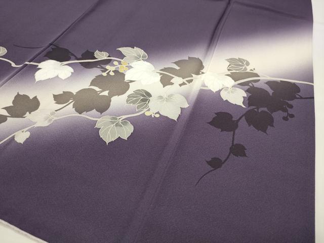 平和屋着物●訪問着　葡萄蔦の葉文　シルエット　暈し染め　金彩　正絹　逸品　CABI0458gh