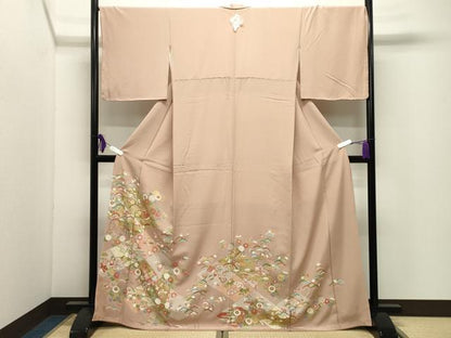 平和屋着物●豪華色留袖　駒刺繍　宝尽くし菱花文　金彩　正絹　逸品　未使用　CABI0459gh