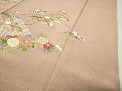 平和屋着物●豪華色留袖　駒刺繍　宝尽くし菱花文　金彩　正絹　逸品　未使用　CABI0459gh