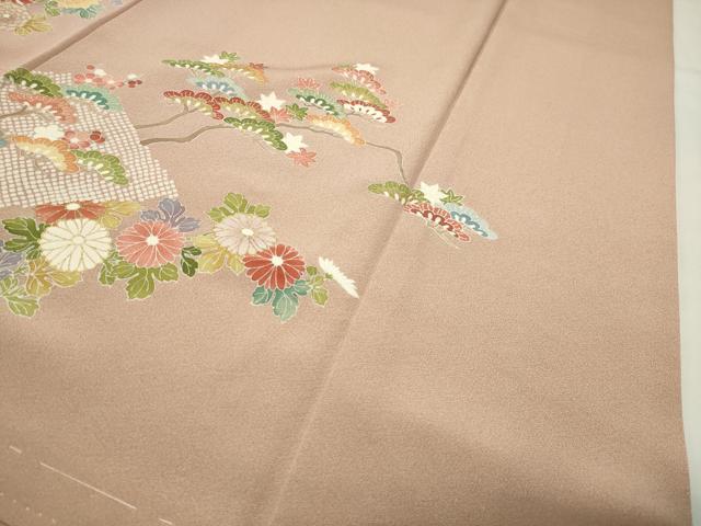 平和屋着物●豪華色留袖　駒刺繍　宝尽くし菱花文　金彩　正絹　逸品　未使用　CABI0459gh