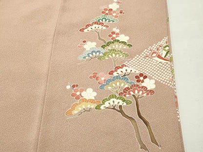 平和屋着物●豪華色留袖　駒刺繍　宝尽くし菱花文　金彩　正絹　逸品　未使用　CABI0459gh